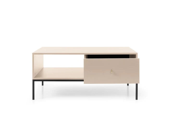 Stolik kawowy z szufladami do salonu Noli Beż piaskowy
