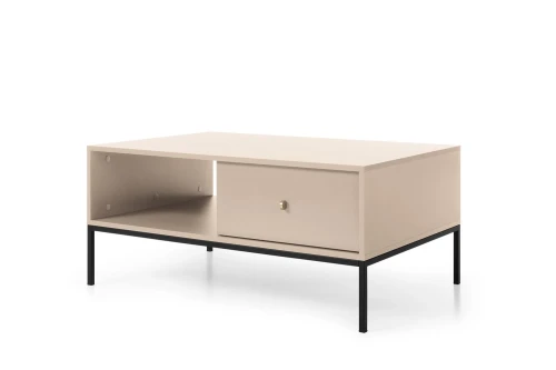 Stolik kawowy z szufladami do salonu Noli Beż piaskowy