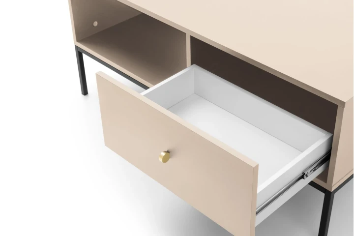 Stolik kawowy z szufladami do salonu Noli Beż piaskowy