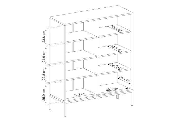 Komoda wysoka z drzwiczkami na nóżkach Noli wymiary