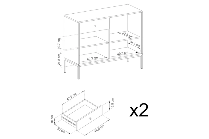 Komoda z drzwiczkami i szufladami 104cm Noli wymiary