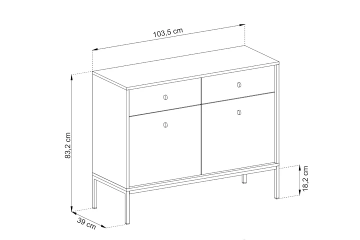 Komoda z drzwiczkami i szufladami 104cm Noli wymiary