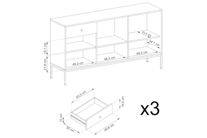 Komoda trzydrzwiowa z szufladami Noli wymiary
