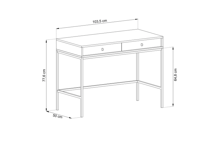 Toaletka z dwiema szufladami Noli wymiary