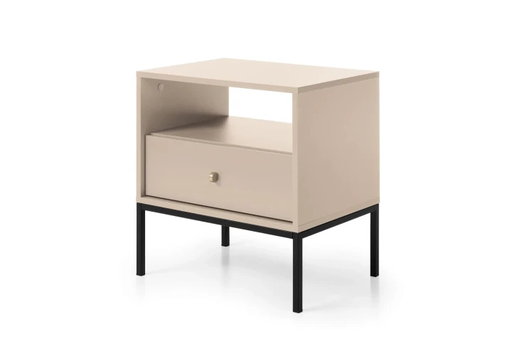 Stolik nocny z szufladą na nóżkach Noli Beż piaskowy