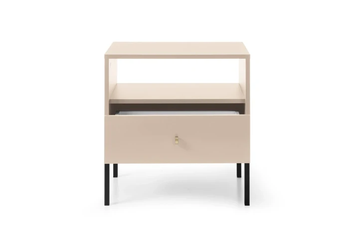Stolik nocny z szufladą na nóżkach Noli Beż piaskowy