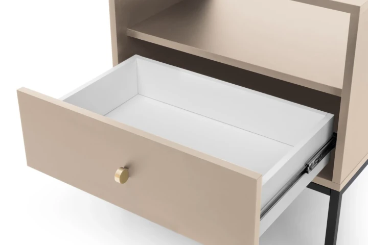 Stolik nocny z szufladą na nóżkach Noli Beż piaskowy