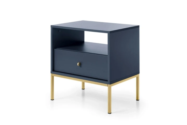 Stolik nocny z szufladą na nóżkach Noli Granatowy