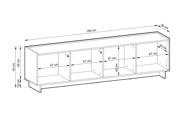 Szafka RTV 195cm czterodrzwiowa Aranz wymiary
