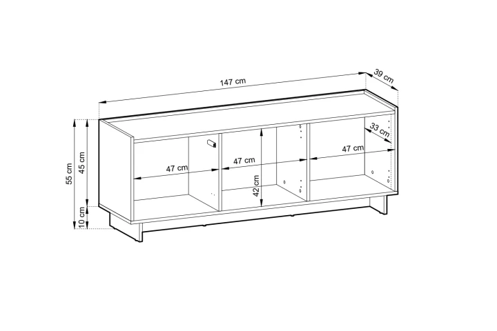 Szafka RTV trzydrzwiowa 147cm Aranz wymiary