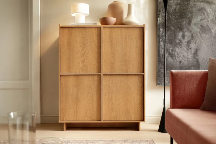 Komoda czterodrzwiowa wysoka Aranz Dąb Karmel