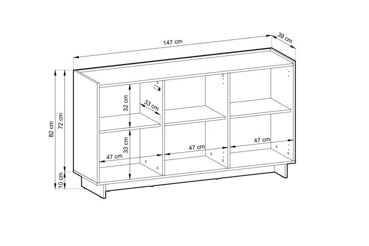 Komoda trzydrzwiowa 147cm do salonu Aranz Dąb wymiary