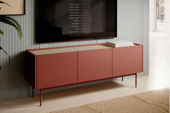 Czerwona Szafka RTV Avenor z drzwiczkami