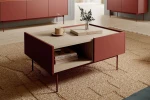 Czerwony stolik kawowy Avenor z szufladami