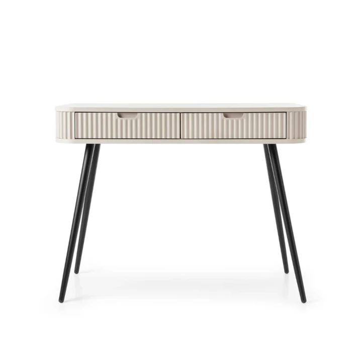 Kaszmirowa toaletka Luna z ryflowanymi frontami z czarnymi nogami od frontu