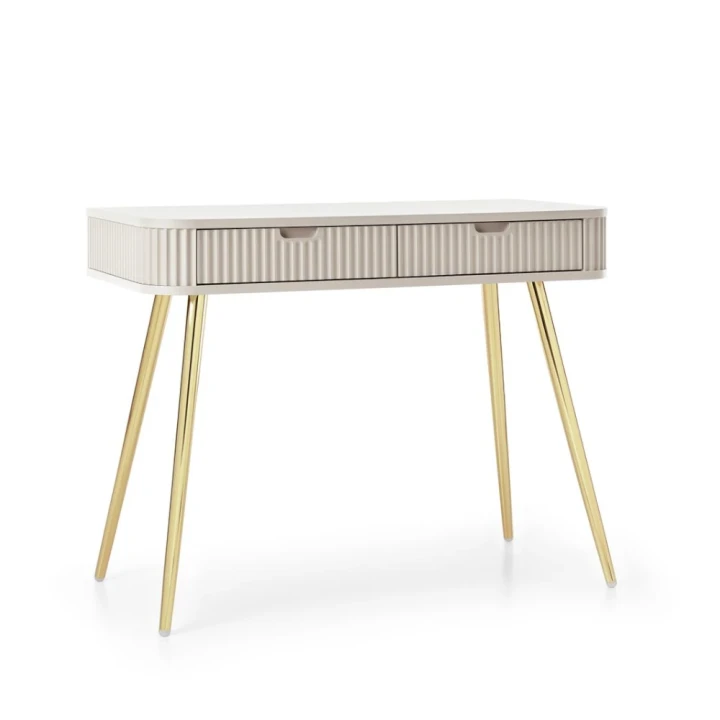 Kaszmirowa toaletka Luna z ryflowanymi frontami ze złotymi nogami