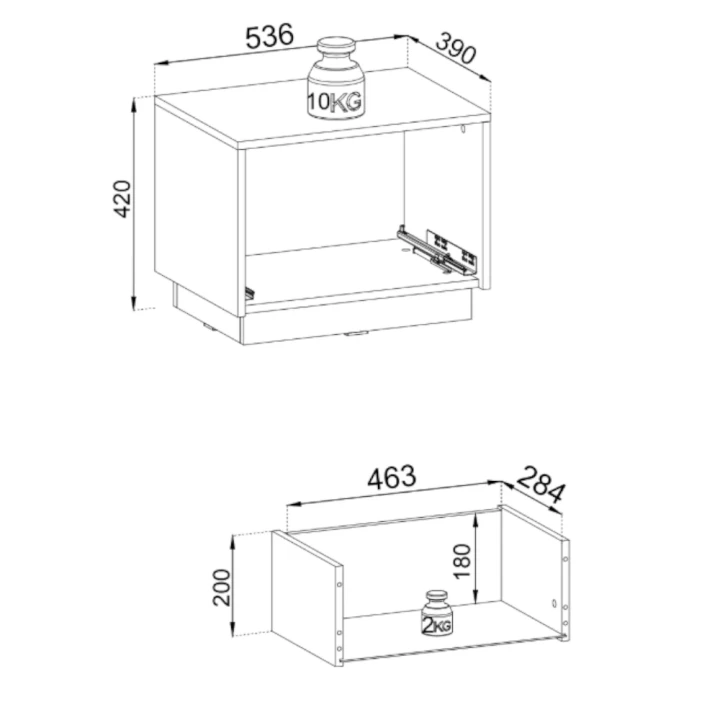 Stolik nocny Resto z szufladą wymiary