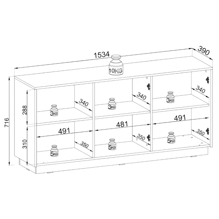 Komoda trzydrzwiowa Resto wymiary