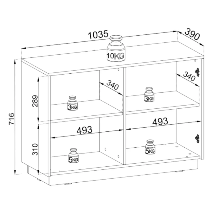 Komoda dwudrzwiowa Resto wymiary