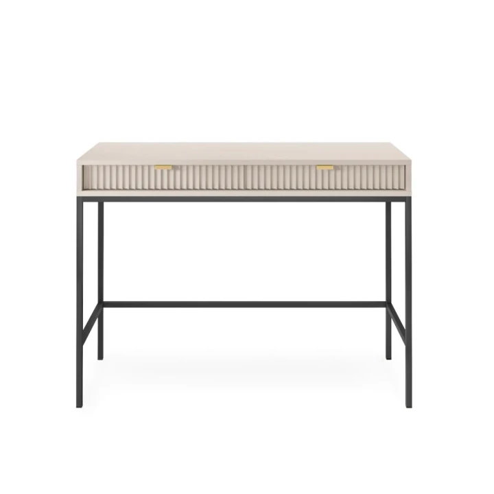 Toaletka Nuo kaszmirowa z ryflowanymi szufladami z czarnymi nogami od frontu