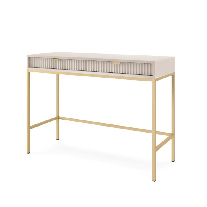 Toaletka Nuo kaszmirowa z ryflowanymi szufladami ze złotymi nogami