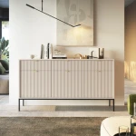 Komoda trzydrzwiowa Nuo kaszmirowa ryflowana z szufladami