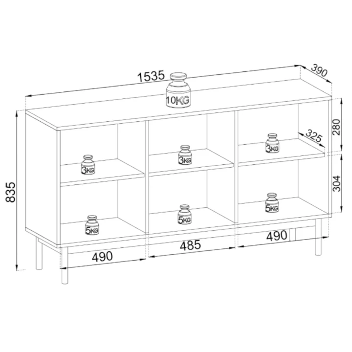 Komoda trzydrzwiowa Elaro z drzwiczkami wymiary