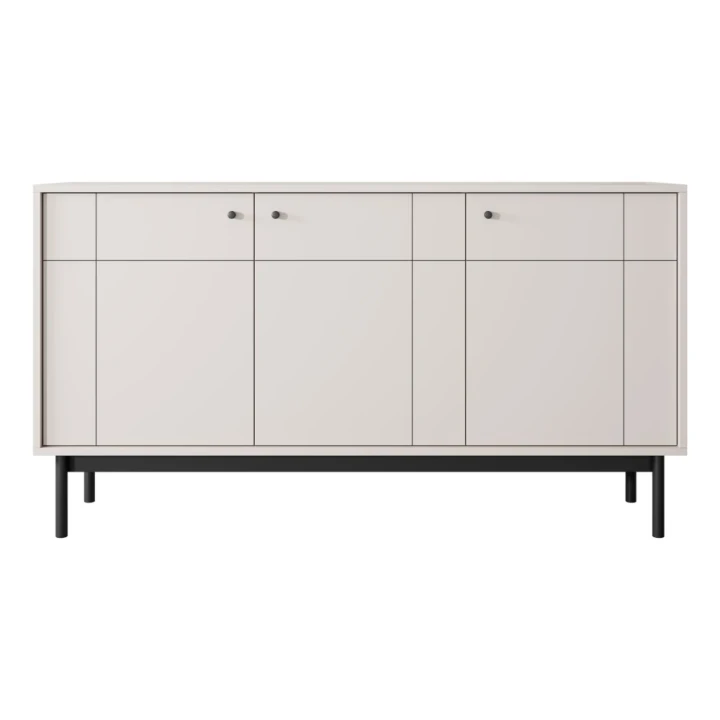 Komoda trzydrzwiowa Elaro z drzwiczkami kaszmirowa od frontu