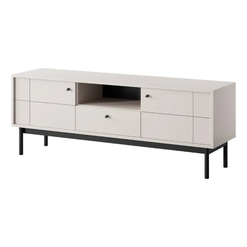 Szafka RTV Elaro z drzwiczkami i szufladą kaszmirowa na białym tle