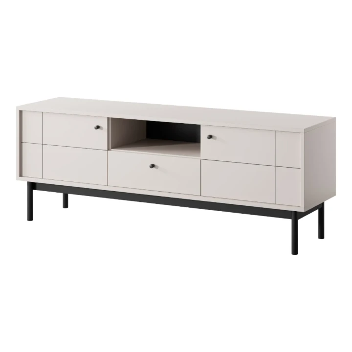 Szafka RTV Elaro z drzwiczkami i szufladą kaszmirowa na białym tle