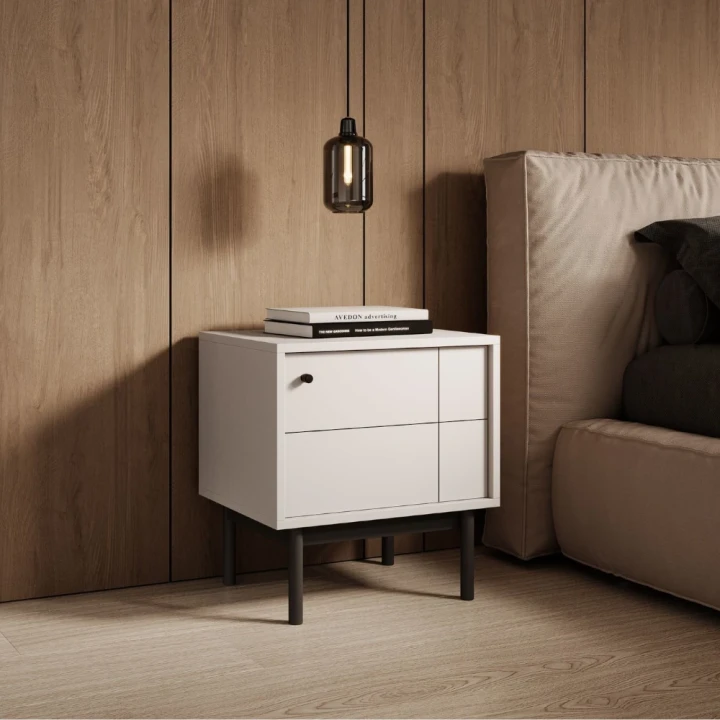 Stolik nocny Elaro kaszmirowy z drzwiczkami