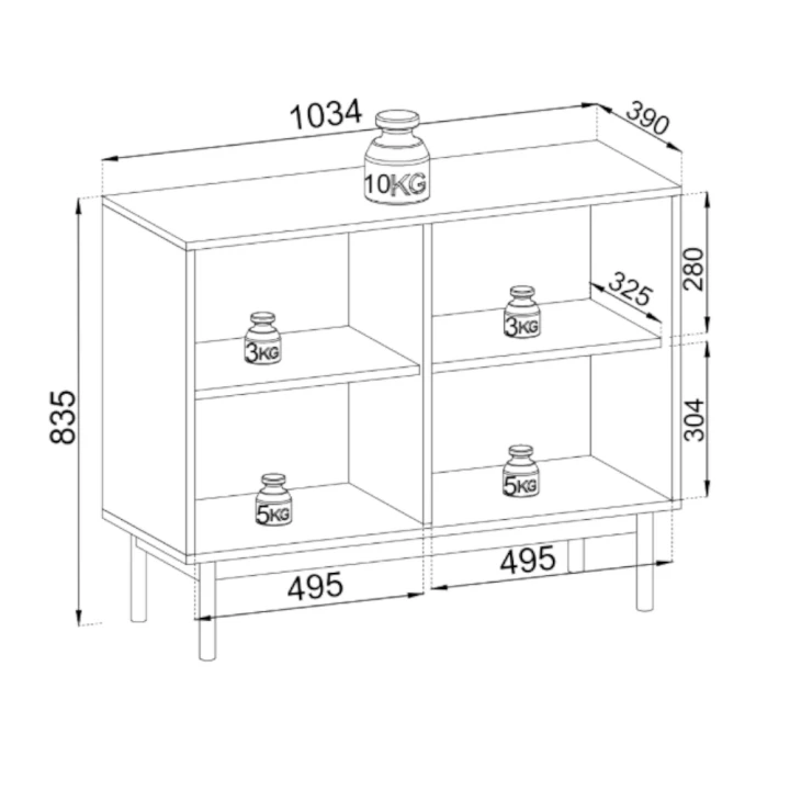Komoda dwudrzwiowa Elaro wymiary