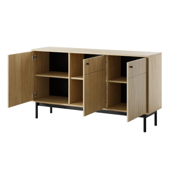 Komoda trzydrzwiowa Elaro dąb Linea otwarta