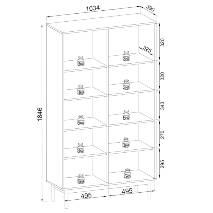 Regał Elaro z drzwiczkami wymiary