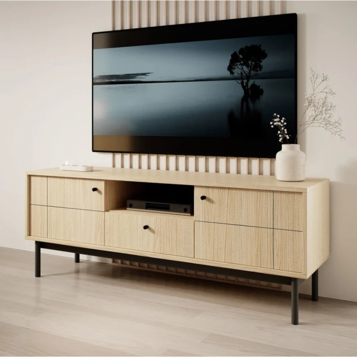 Szafka RTV Elaro dąb Linea z drzwiczkami i szufladą