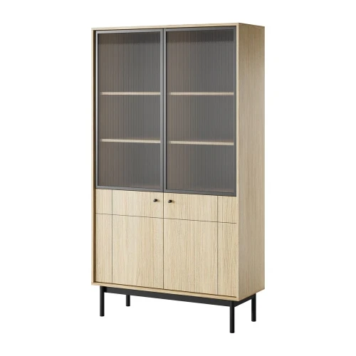 Witryna Elaro dąb Linea z drzwiczkami na białym tle