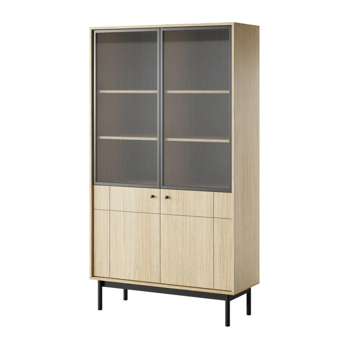 Witryna Elaro dąb Linea z drzwiczkami na białym tle