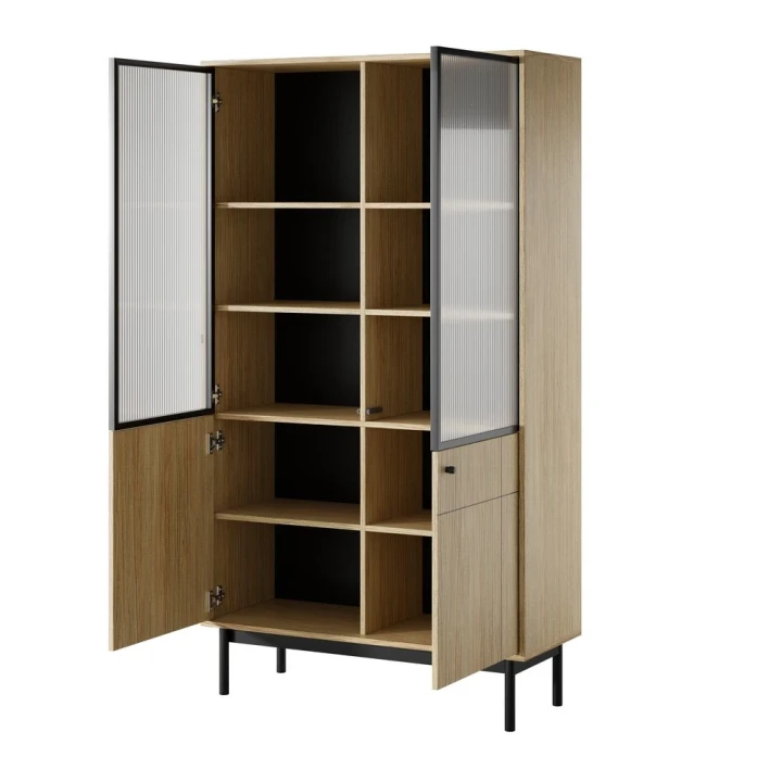 Witryna Elaro dąb Linea z drzwiczkami otwarta