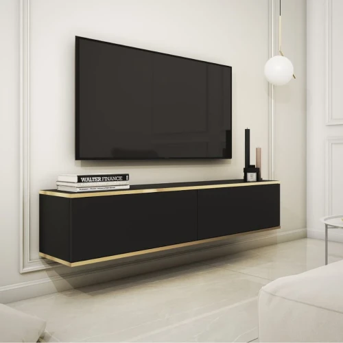 Szafka wisząca RTV 135 cm Toro w kolorze czarnym