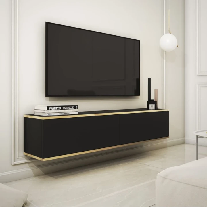 Szafka wisząca RTV 135 cm Toro w kolorze czarnym