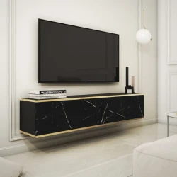 Szafka wisząca RTV 135 cm Toro w kolorze czarny-marmur