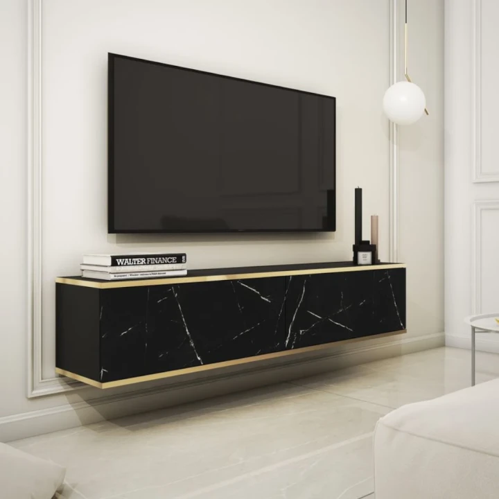 Szafka wisząca RTV 135 cm Toro w kolorze czarny-marmur