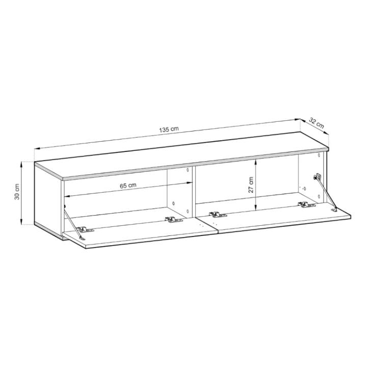 Szafka wisząca RTV 135 cm Toro wymiary