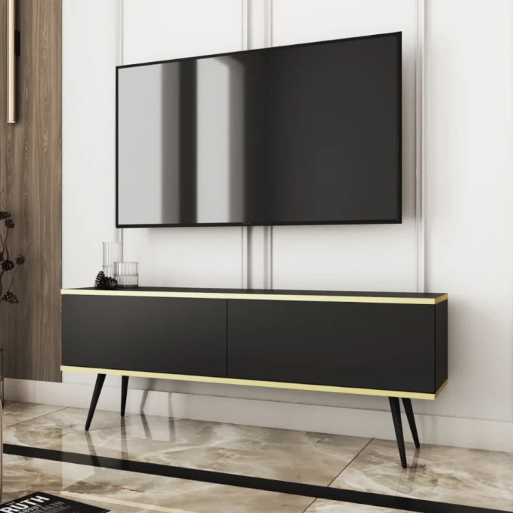 Szafka stojąca RTV 135 cm Toro w kolorze czarnym z czarnymi nogami