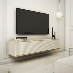 Szafka wisząca RTV 135 cm Toro ryflowana beżowa