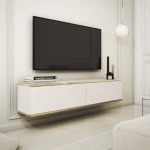 Szafka wisząca RTV 135 cm Toro ryflowana biała