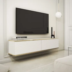 Szafka wisząca RTV 135 cm Toro ryflowana biała