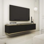 Szafka wisząca RTV 135 cm Toro ryflowana czarna