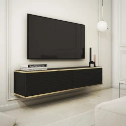 Szafka wisząca RTV 135 cm Toro ryflowana czarna