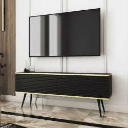Szafka stojąca RTV 135 cm Toro ryflowana czarna